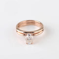 HQ GEMS 1Carat Oval Cut G VS2 GIA Natural Diamond 14K Rose Gold Stacked Ring Set Engagement Ring for Women