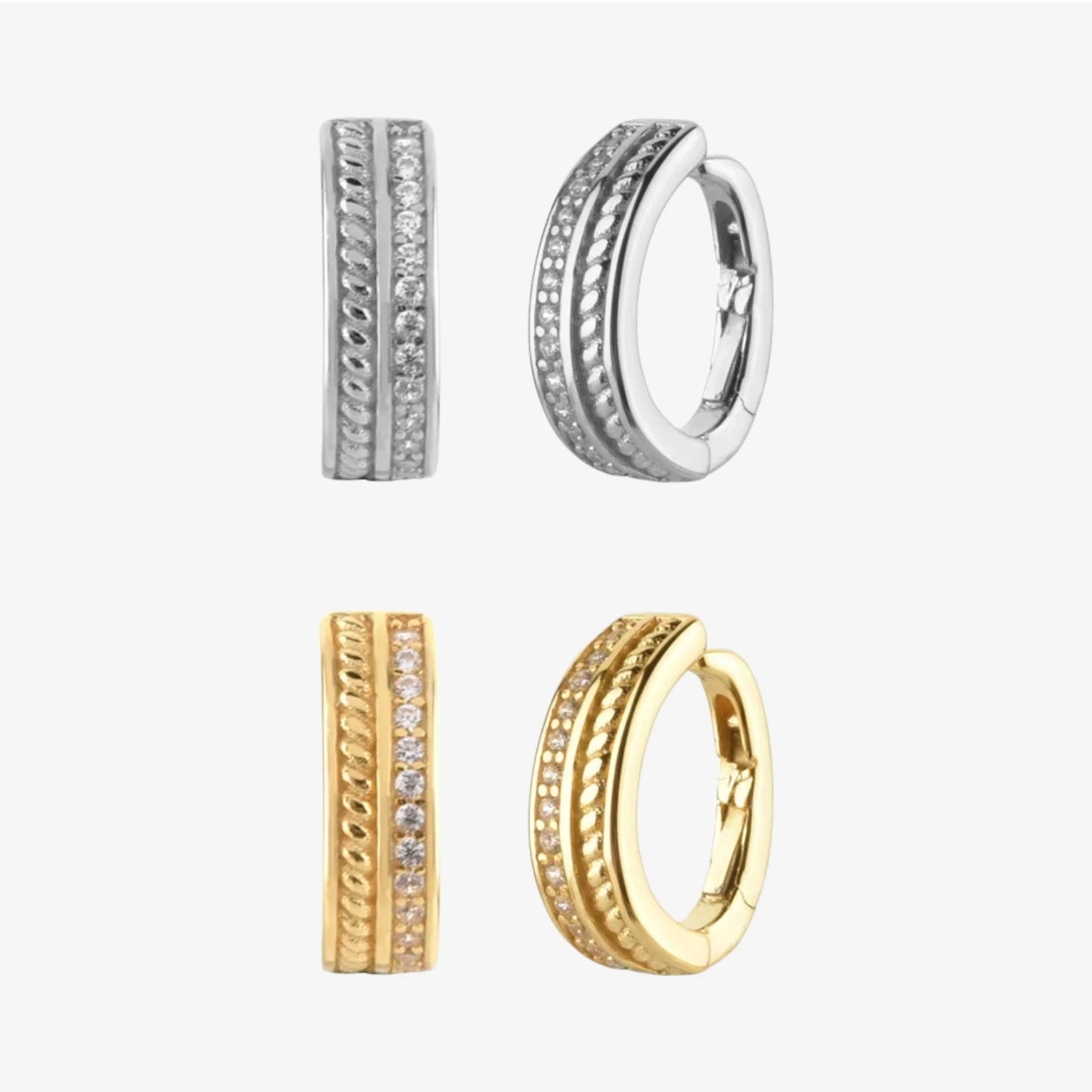 FUAMAY Twist Zircon 925 Silver Ear Cuff Earrings Clip on Earring Twist Earring With Zircon