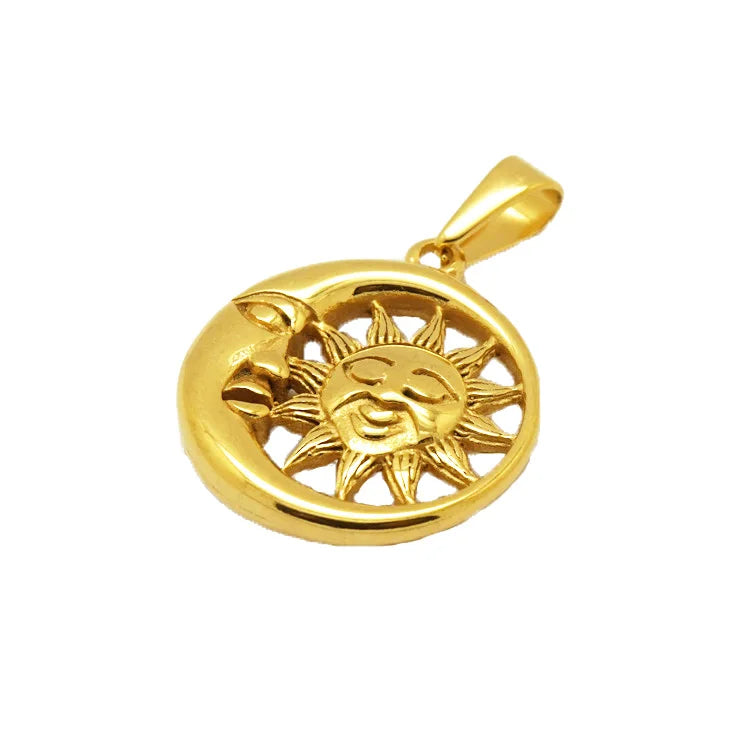 Fashion Moon and Sun Pendant Stainless Steel Crescent Charm 18k Gold Plated Pendant for Jewelry Making