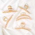 Sweet Retro Gold Metal Hair Claw Women Girls Daily Hair Decoration with Pear Gemstone Rhinestone 13cm Big Sizes Made of Alloy