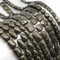 Natural Genuine Pyrite Square Faceted Oval Cube Shape Loose Gemstone Beads for Jewelry Bracelet Making
