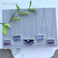 NM14812 Raw Amethyst Crystal Druzy Slice Free Form Pendant Silver Plated Chain Necklace Unique Chic Jewelry Gift for Women