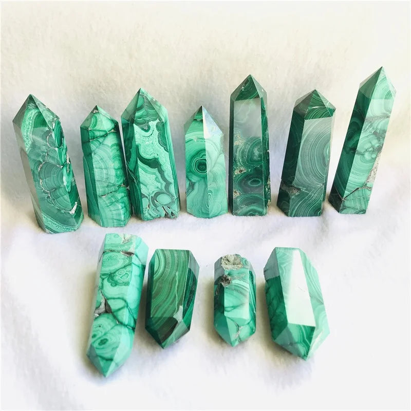 Wholesale  Natural Crystal Wand Healing Green Malachite Point Tower for Decoration