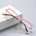 3049 Metal Full Frame Eyebrow Double-color Cat Eye Eyeglass Frame Anti-Blue Light Blocking Eyeglasses UV400