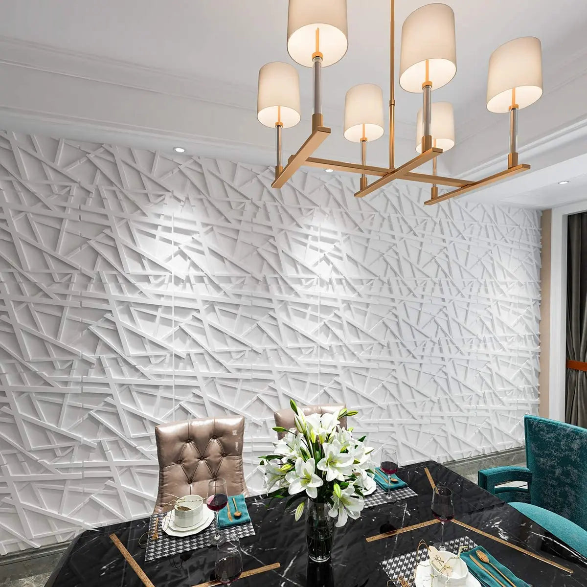 Hot Sale Easy Installation Geometric Modern PVC 3D Wall Panels Waterproof Household Use White Decorative
