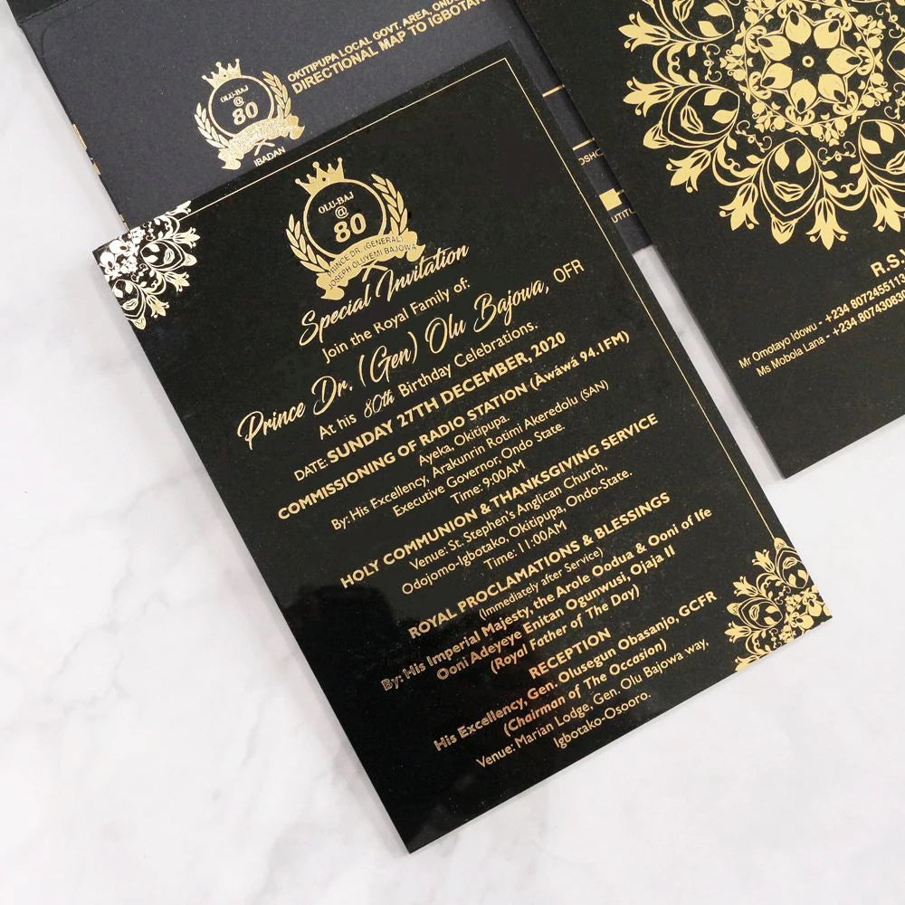 Royal Black Acrylic Wedding Invitation Card Baptism Greeting Card Extravagant Wedding Invitations