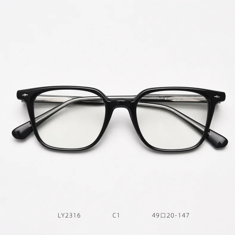 Acetate Fashion Eyeglasses for Men Korean Style clear Lens TR90 Big Frame Male square Glasses Female Brown Leopard Gifts