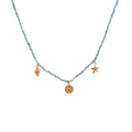 Light Luxury Real Real Gold Plated Brass Whelk Star Flower Pendant with Blue Beads Necklace for Women Fashion Jewelry