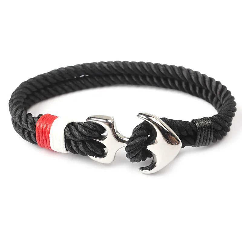 Navy Style Titanium Steel Hand-woven European and American Lovers Retro Bracelet Cotton Anchor Bracelet