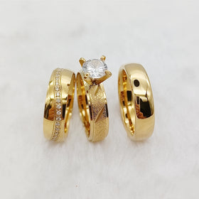 18K Gold Plated Classic Couples Promise Engagement Rings Cubic Zirconia Diamond Bridal Sets for Men Women for Wedding Parties