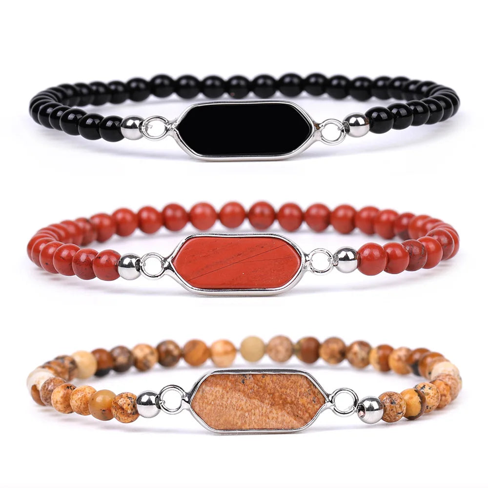 Natural Stone Rose Quartz Tiger Eye Stone Bracelet Green Aventurine Beaded Bracelet for Men and Women