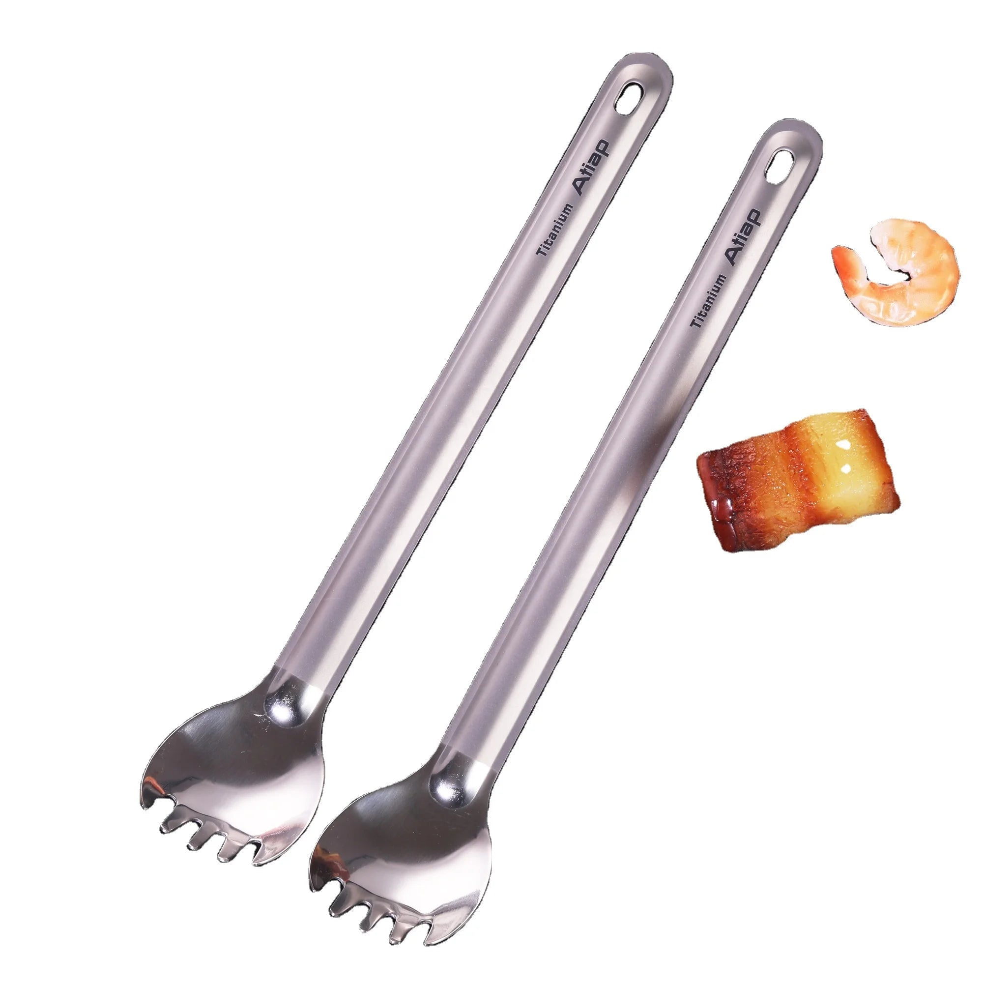 Outdoor Camping Tableware Portable Ultralight Cooking Environmental Picnic Accessories  Long Handle Titanium Spork Spoon