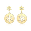 Trendy Jewelry Stainless Steel 18K Gold PVD Plated Snowflake Stud Drop Earrings for Girl Women