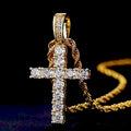 Wholesale Women Hip Hop Cross Pendant Necklace Brass Setting CZ Stones Zircon Cross Chain Necklace Jewelry