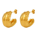 French Ins Niche Texture Wrinkled Earrings Lava C-shaped Stainless Steel Casting PVD Electroplated Earrings for Women