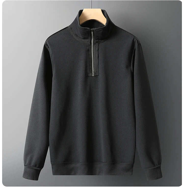 ESW-027 Custom Logo Print Pullover Sweatshirt for Men Stand-Up Collar Half-Zip High-Neck Polyester  Sweatshirts