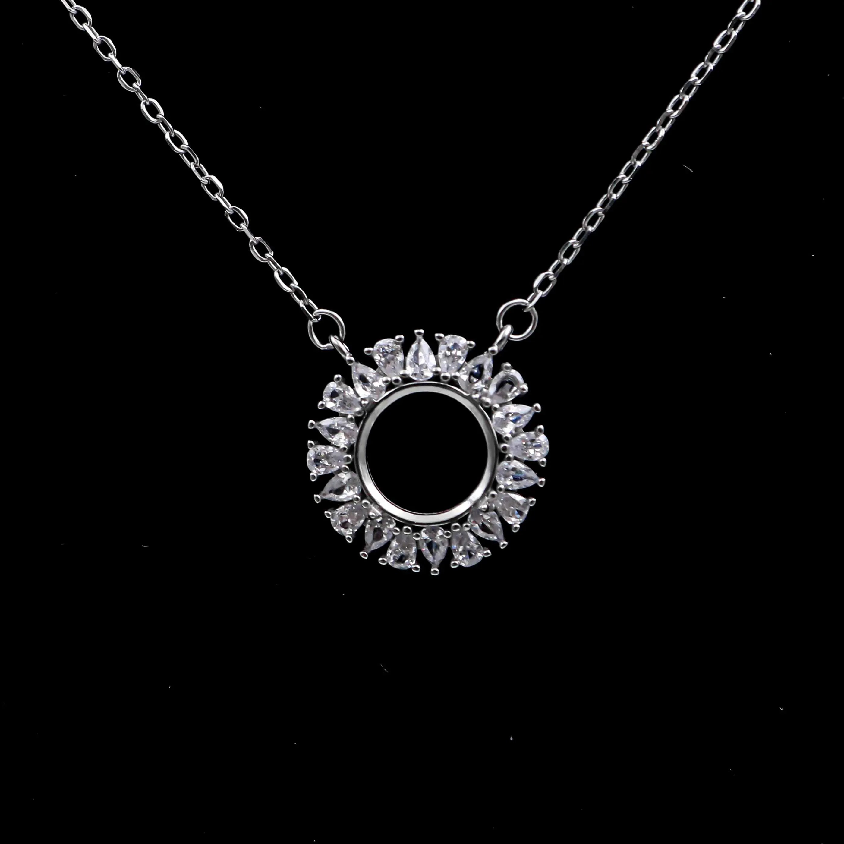 Sterling Silver 10mm/11mm Semi Mount Necklace Empty Support Blank Setting S925 Base Holder Without  Center Stone for DIY Inlay