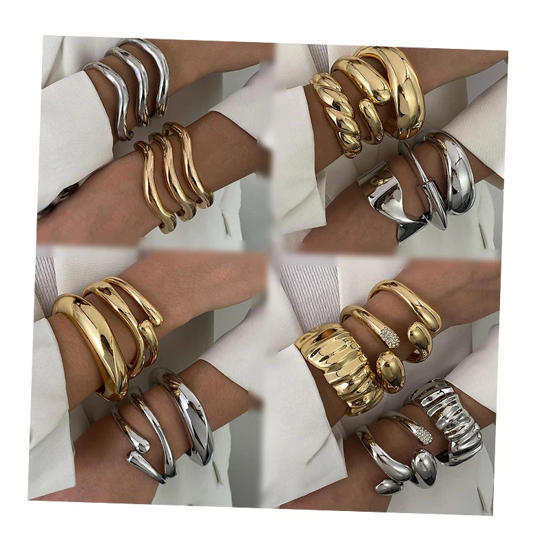 Trend Smooth Bracelet Wide Face Simple Irregular Bangle Bracelet for Women Jewelry
