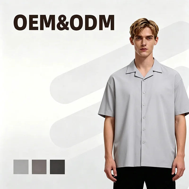 Custom Yarn Dyed Men's Summer Trendy Korean-Style Loose Half-Sleeved Knitted Casual Style Ice Shirt