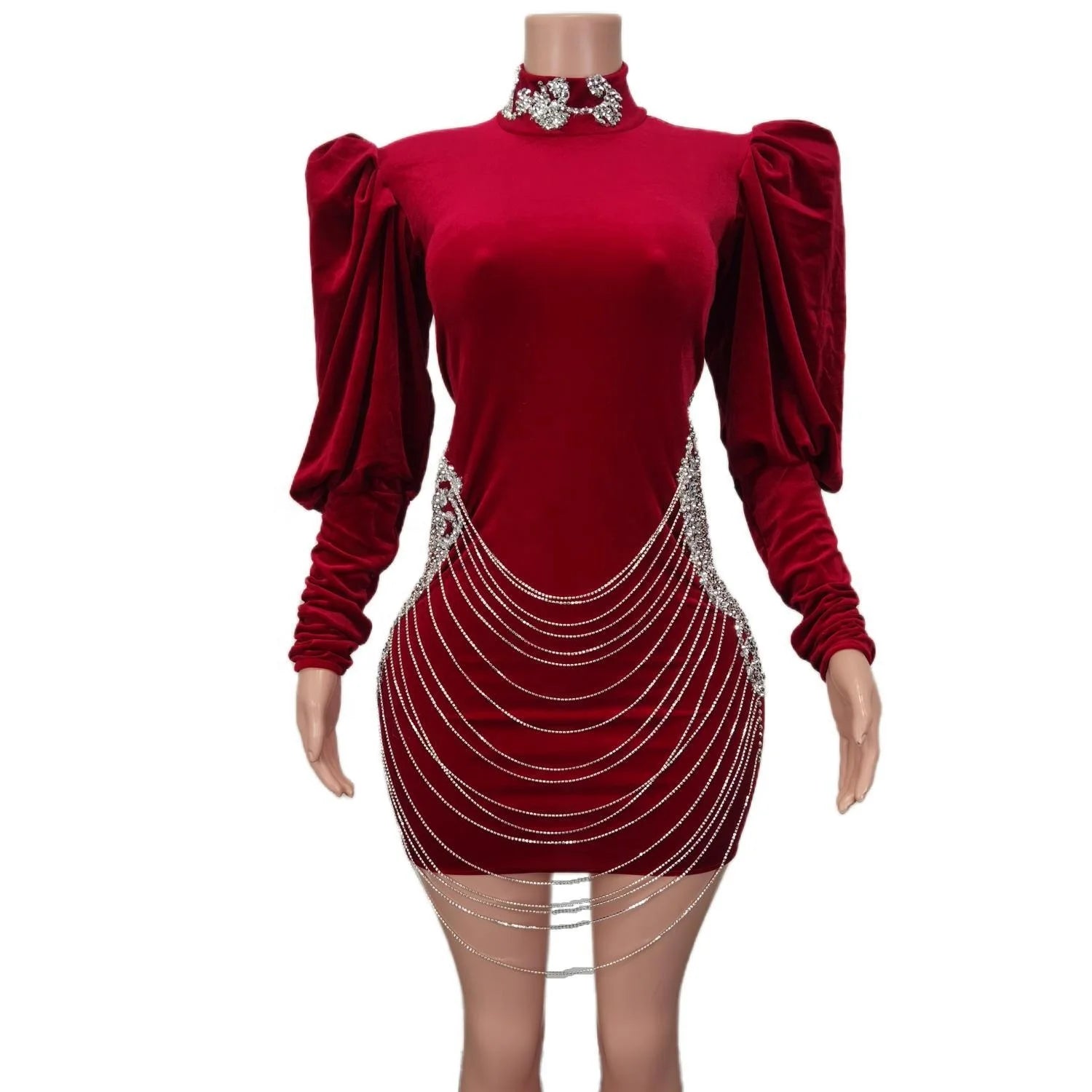 Vestido Elegant Rhinestone Tassel Birthday Wedding Formal Velvet Dress Ladies Night Club Prom Dress Women Party Evening Dresses