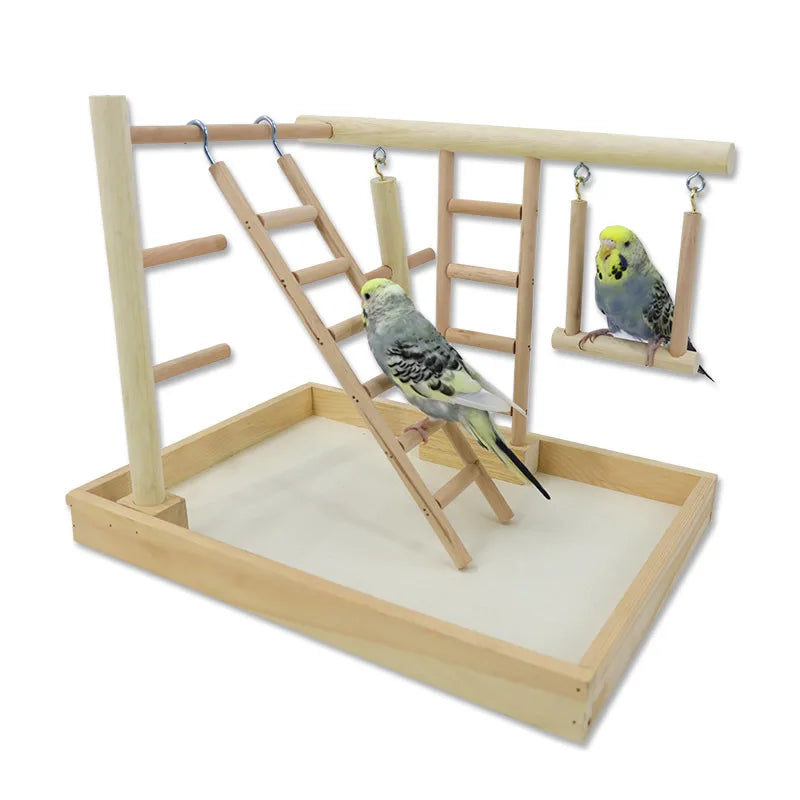 Parrot Perch Stand  Wooden Bird Stand Training Platform Stand Interactive Ladder Bird Supplies Wooden Ladder Parrot Swing Toy