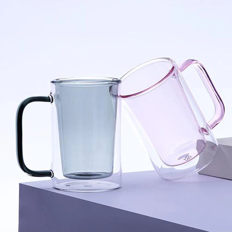 Factory Wholesale Price 200ml Borosilicate Glass Mug Hot Sale Pink Colorful Design Thermal Insulated Giveaways