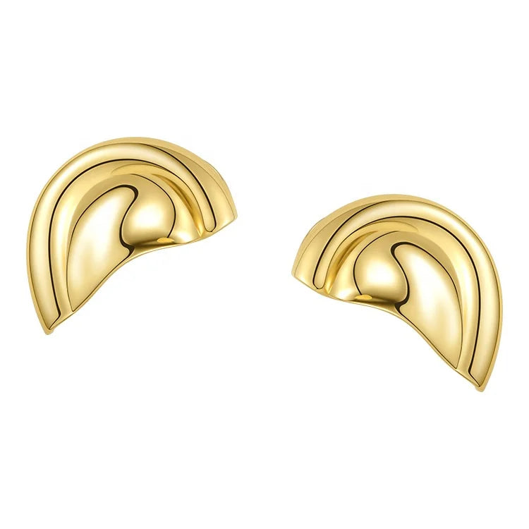 Fashion High Quality 18K Gold Plated Environmental Brass Half Round EarCap Earrings E201200