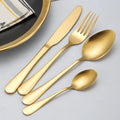Hotel Luxury 24 Pcs Stainless Steel Cutlery Gift Set Gold Color Spoon Fork Set Gold Brush Cutlery Dinner Knife Flatware Sets