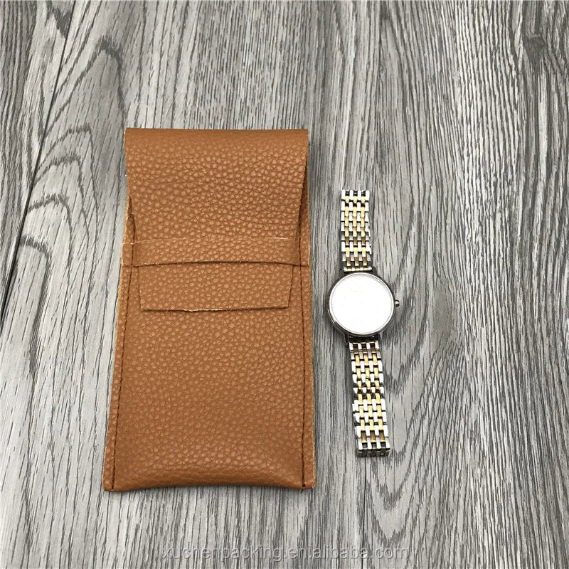 Embossed Logo Luxury Pu Leather Watch Pouch Pen Bag