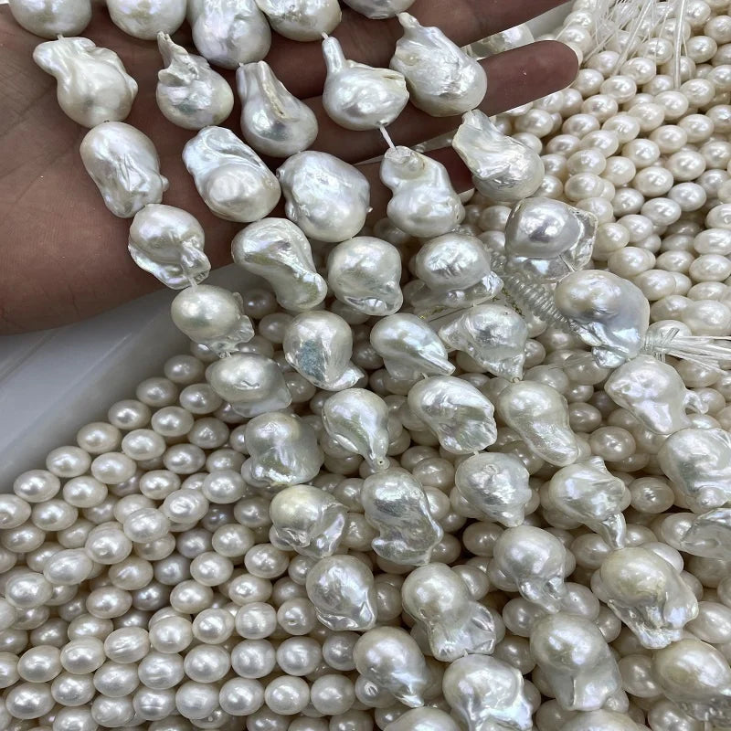 Zhuji Real Natural Freshwater Baroque Pearl String 1A White 10-17mm Baroque Freshwater Pearl Strand for Jewelry Making