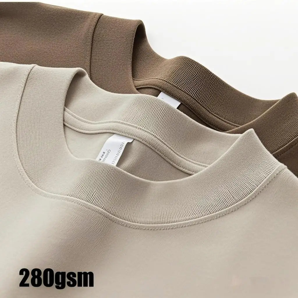 Unisex 240g 100% Cotton T-Shirts 280 Gsm Heavyweight Oversized Long Shirt Custom Printing Heavy Cotton Knitted Letter for Men