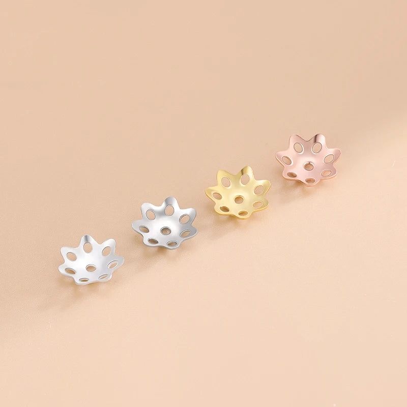Hot Sale 925 Sterling Silver Spacers Bead Accessories DIY Hollow Floral Flower Bead Pendant for Jewelry Making Supplies