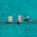 Jewelry D Color 925 Sterling Silver Princess Cut Stud Earrings Women's Wedding Engagement Party Anniversary Gift Moissanite