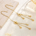 Shooting Star Threader Earrings PVD Gold Plated Stainless Steel Long Dangle Waterproof Non-Tarnish Celestial Jewelry Wholesale