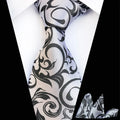 Silk Men's Tie Set Green Red Floral Plaid Jacquard Pocket Square Men Tie Set