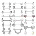 Cute Stainless Steel Crystal Zircon Nipple Barbell Piercings Heart Flower Nipple Shield Cover and Rings Stone Body Jewelry