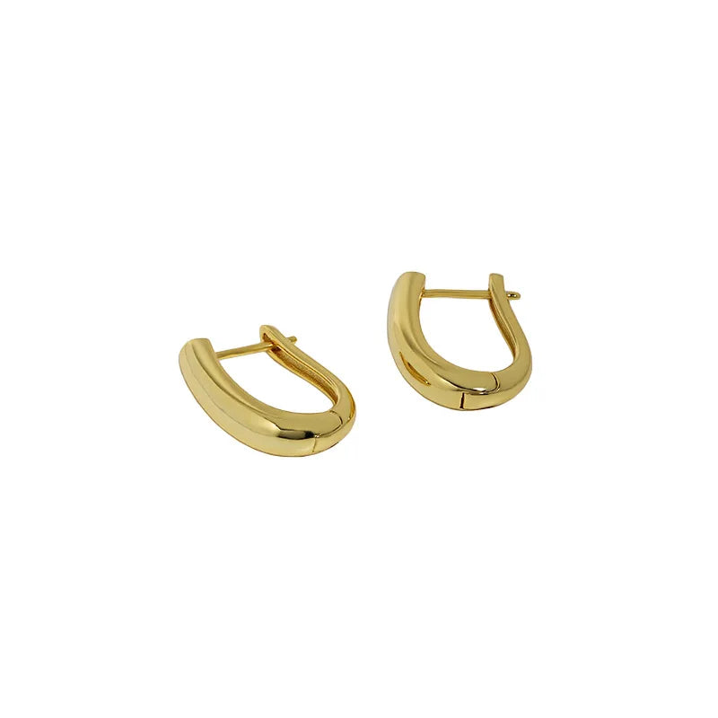 Wholesale Fashion Jewelry 925 Sterling Silver Plain U-shaped Geometry Gold Plated Stud Earring Jewelry for Women