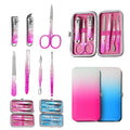 Stainless Steel Nail Cutter Set Pedicure Kit 10pcs Professional Salon Manicure Tools Leather Sheath High Hardness Blue/Red