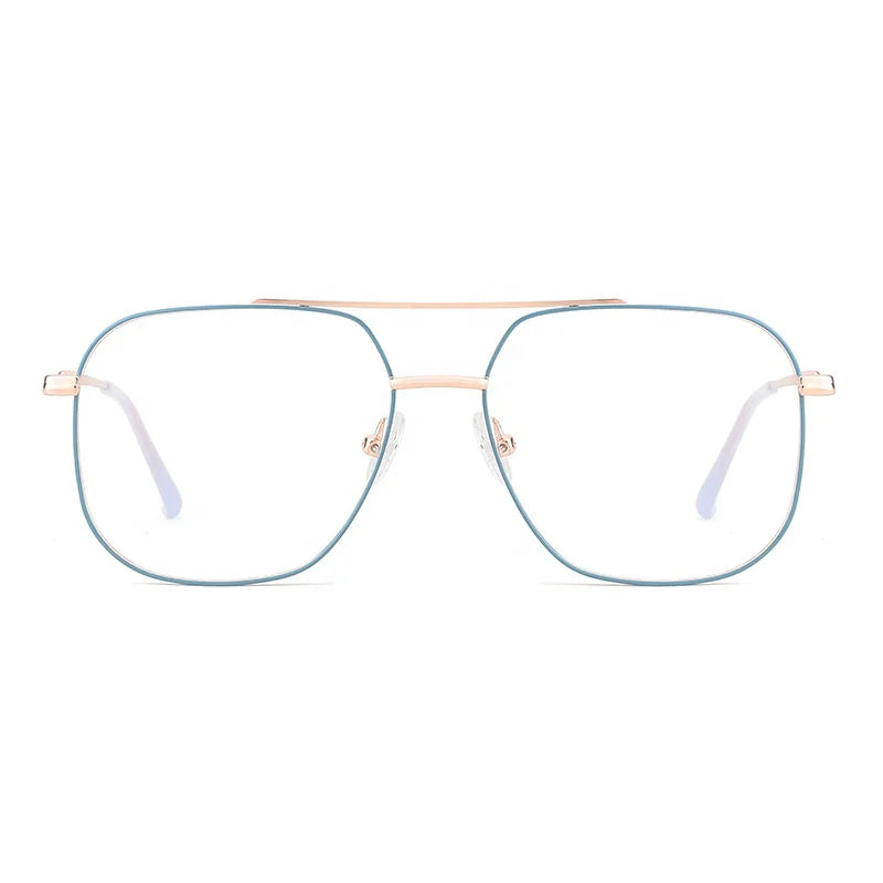2024 Popular Products Fashion Retro Double Bridge Design Mirror Legs Non-slip Metal Glasses