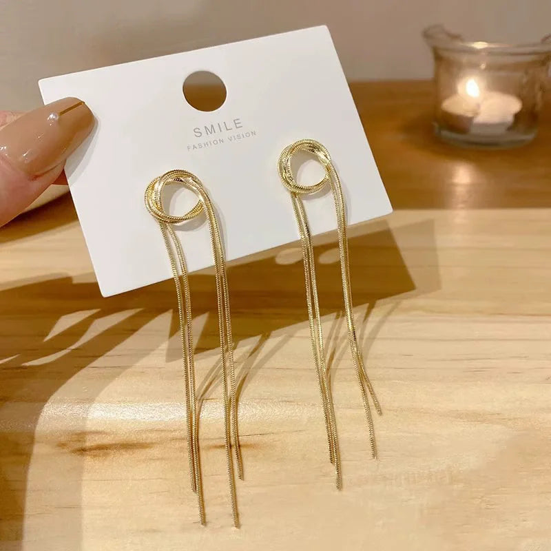 Fashion Tassel Gold Earrings for Lady Jewelry Wholesale N240553