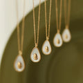 MICCI 18K Gold Plated Stainless Steel Waterproof Jewelry Fashion Cute Fruit Avocado White Shell Charm Pendant Necklace
