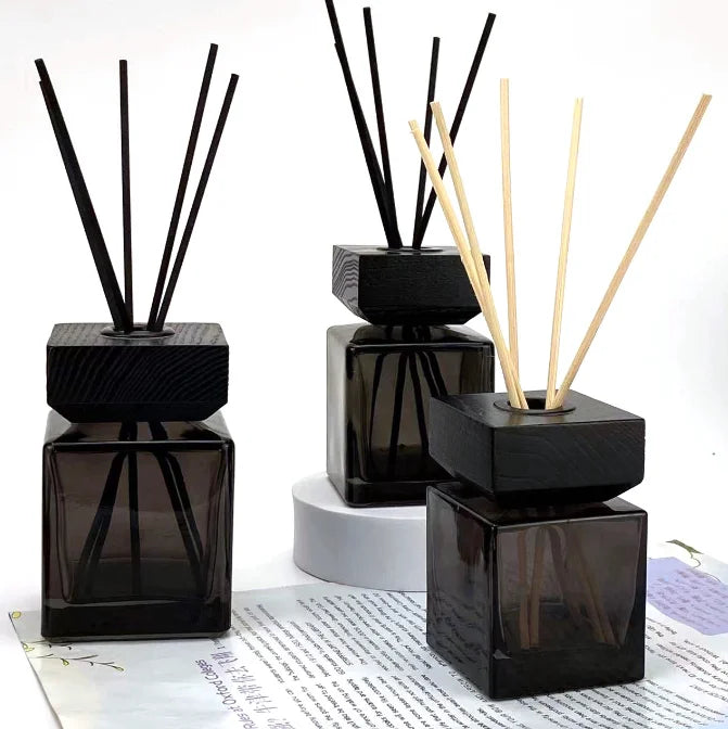 Clear Glass for Reed Diffuser Bottles with Roll-On Lid 50ml 100ml 200ml 500ml Square Square Empty Aroma Containers