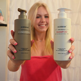 Agerios Organic Cream Shampoo Conditioner Set for Hair Growth Thinning Therapy Curly Hair Treatment Thicker Fluffier Hair