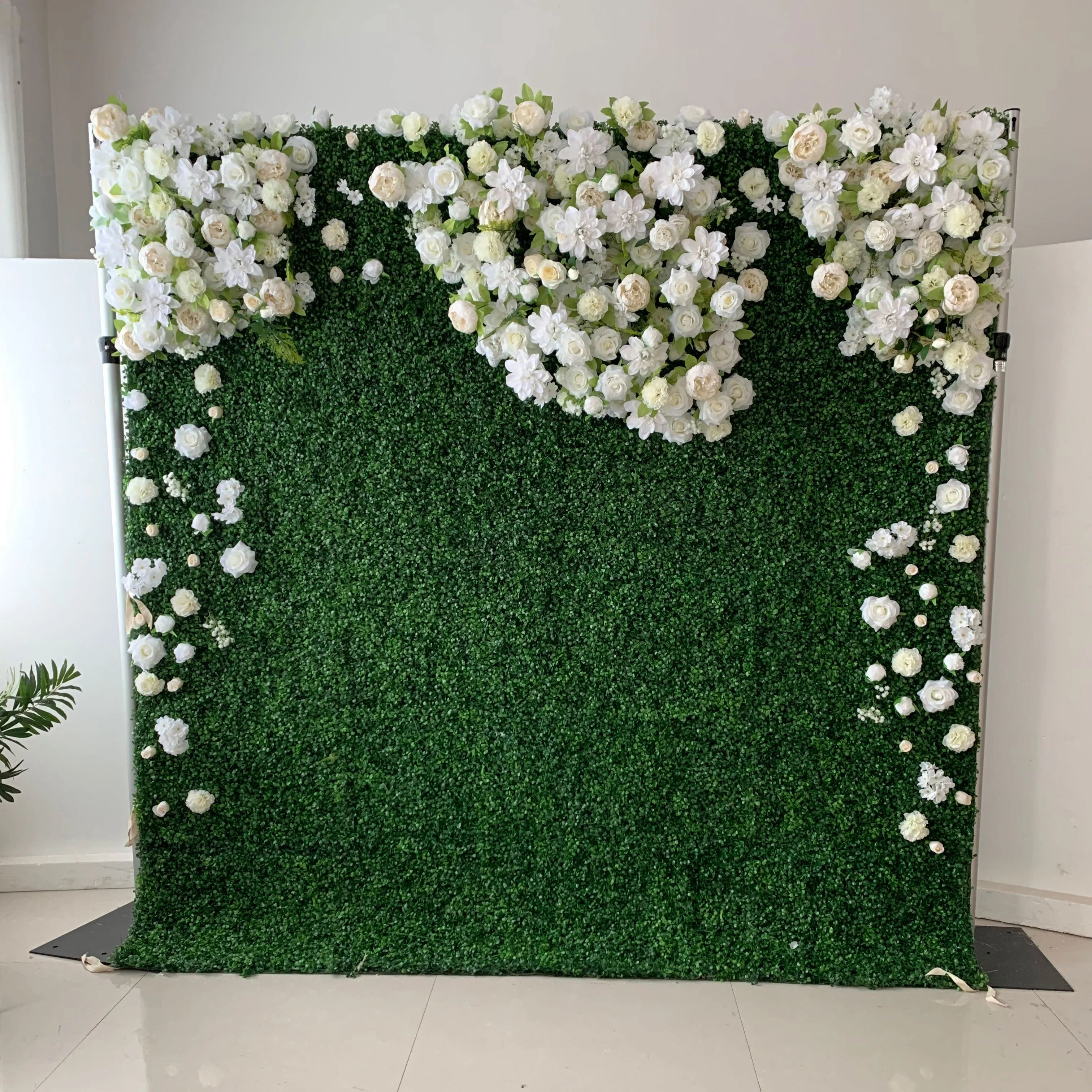 New Hot Sale Custom Wedding Decor Flower Wall Artificial White Rose Floral Panel Flower Wall Backdrop