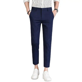 Wholesale High-quality Spring and Autumn Casual Fashion Men's Suit Pants Mid Waist Straight Fit Slim Elastic