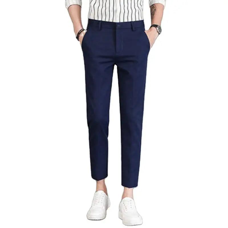 Wholesale High-quality Spring and Autumn Casual Fashion Men's Suit Pants Mid Waist Straight Fit Slim Elastic