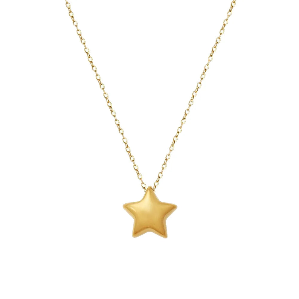 Women's Trendy Stainless Steel Star Pendant Necklace with Bubble Design Blade Chain Fashion Statement Necklace for Gift MegaBDM