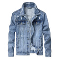 Good Quality Custom Casual Slim Long Sleeve Jean Jacket Men's Ripped Biker Classic Style Vintage Blue Denim Jacket for Men