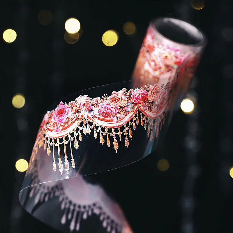 1Roll Theme Aquascape Tape Beaded Curtain Flower Dream Series Gorgeous Flower Curtain Handbook Material Decoration