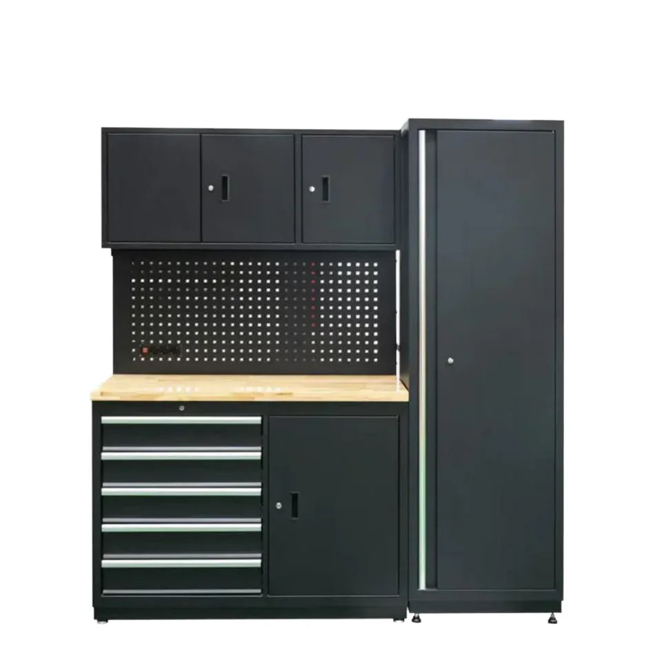 Single-Door Garage Storage Cabinet with Hanging Board Powder Coated Iron Workbenches Customizable OEM Tool Cabinet